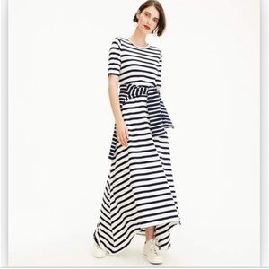 J.Crew Sunset Striped Knit High Low Maxi Dress Ivory Navy XS